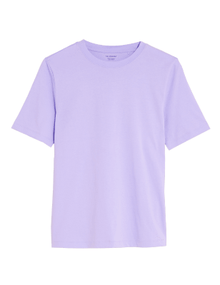 

Womens M&S Collection Pure Cotton Straight Fit T-Shirt - Violet, Violet