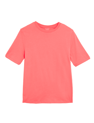 

Womens M&S Collection Pure Cotton Straight Fit T-Shirt - Flamingo, Flamingo