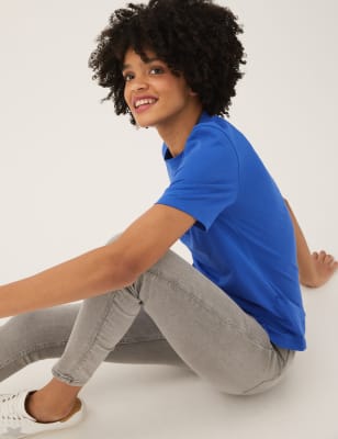 

Womens M&S Collection Pure Cotton Straight Fit T-Shirt - Royal Blue, Royal Blue