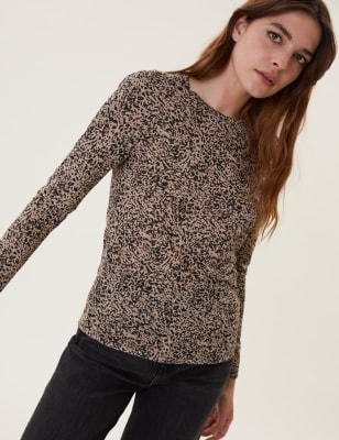 

M&S Collection Top de manga larga informal con estampado animalWomens - Brown Mix, Brown Mix