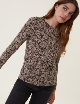 

Womens M&S Collection Animal Print Relaxed Long Sleeve Top - Brown Mix, Brown Mix