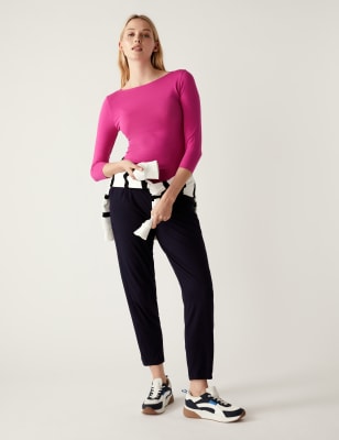 

Womens M&S Collection Schmal geschnittenes T-Shirt mit 3/4-Arm und hohem Baumwollanteil - Bright Pink, Bright Pink