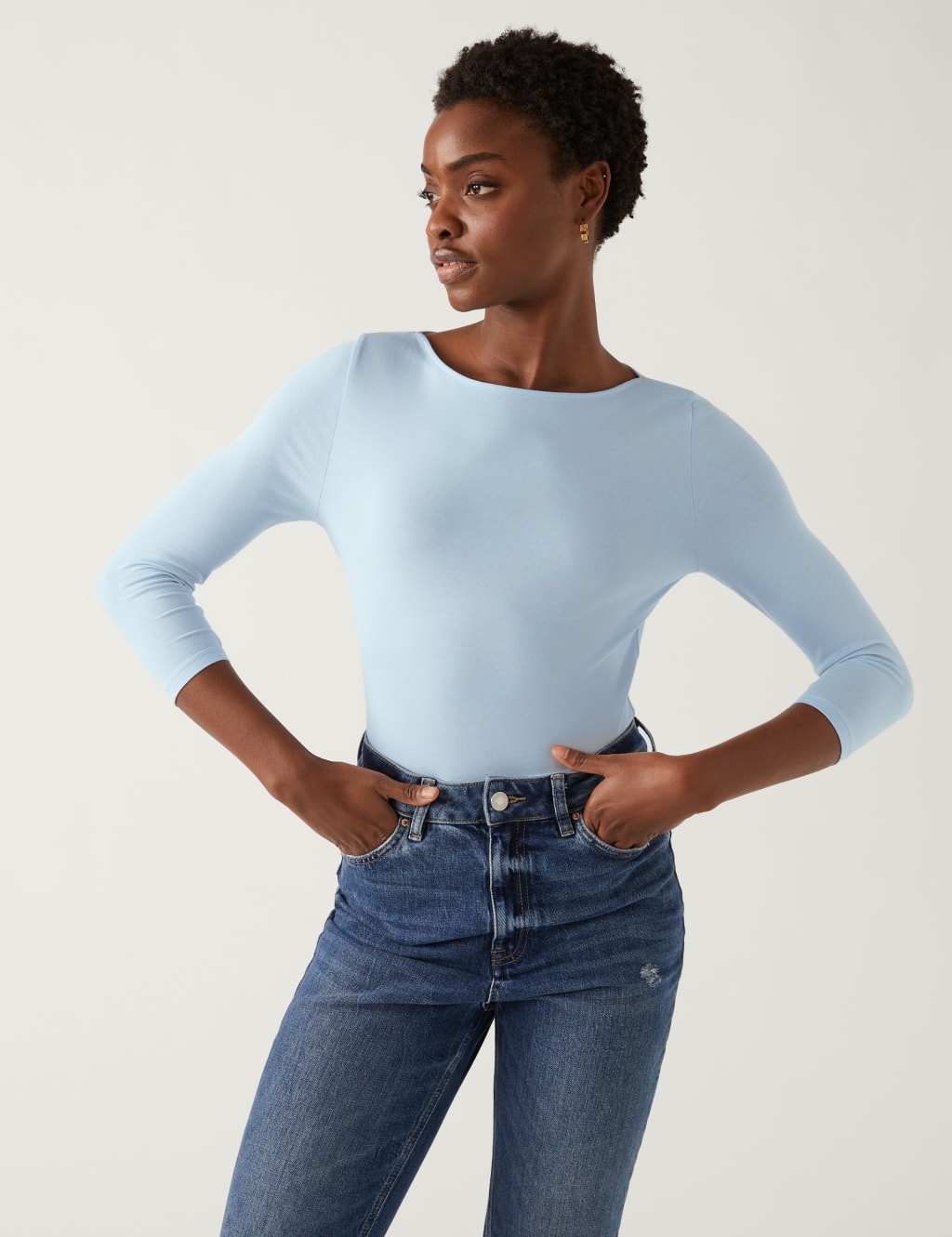 Cotton Rich Slim Fit 3/4 Sleeve T-Shirt image 1