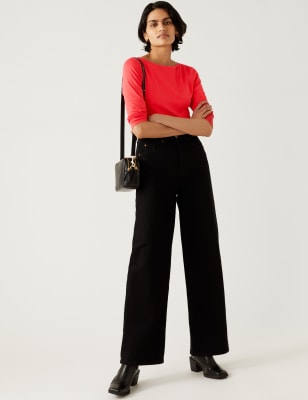

Womens M&S Collection Cotton Rich Slim Fit 3/4 Sleeve T-Shirt - Flame, Flame