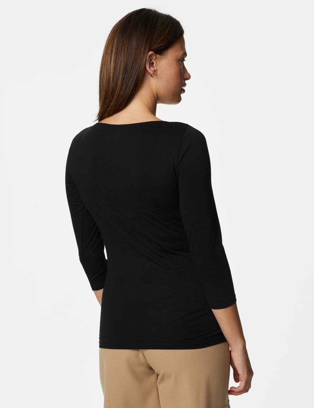 S.Oliver Donna T-Shirt Manica 3/4: Colore Ecru, Morbida E Sostenibile, Capo Basic