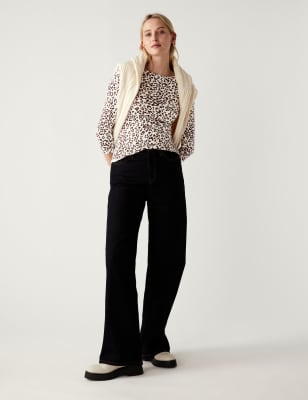 

M&S Collection Top ajustado estampado de algodónWomens - Brown Mix, Brown Mix