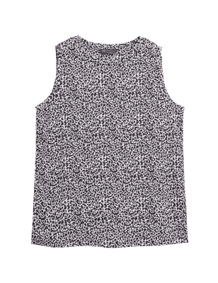 

M&S Collection Top de tirantes sin mangas informal con estampado animalWomens - Black Mix, Black Mix