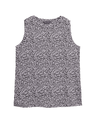 

Womens M&S Collection Bequemes, ärmelloses Tanktop mit Tiermuster - Black Mix, Black Mix