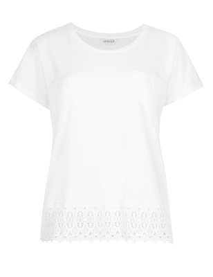 Crochet Trim T-Shirt | Indigo Collection | M&S