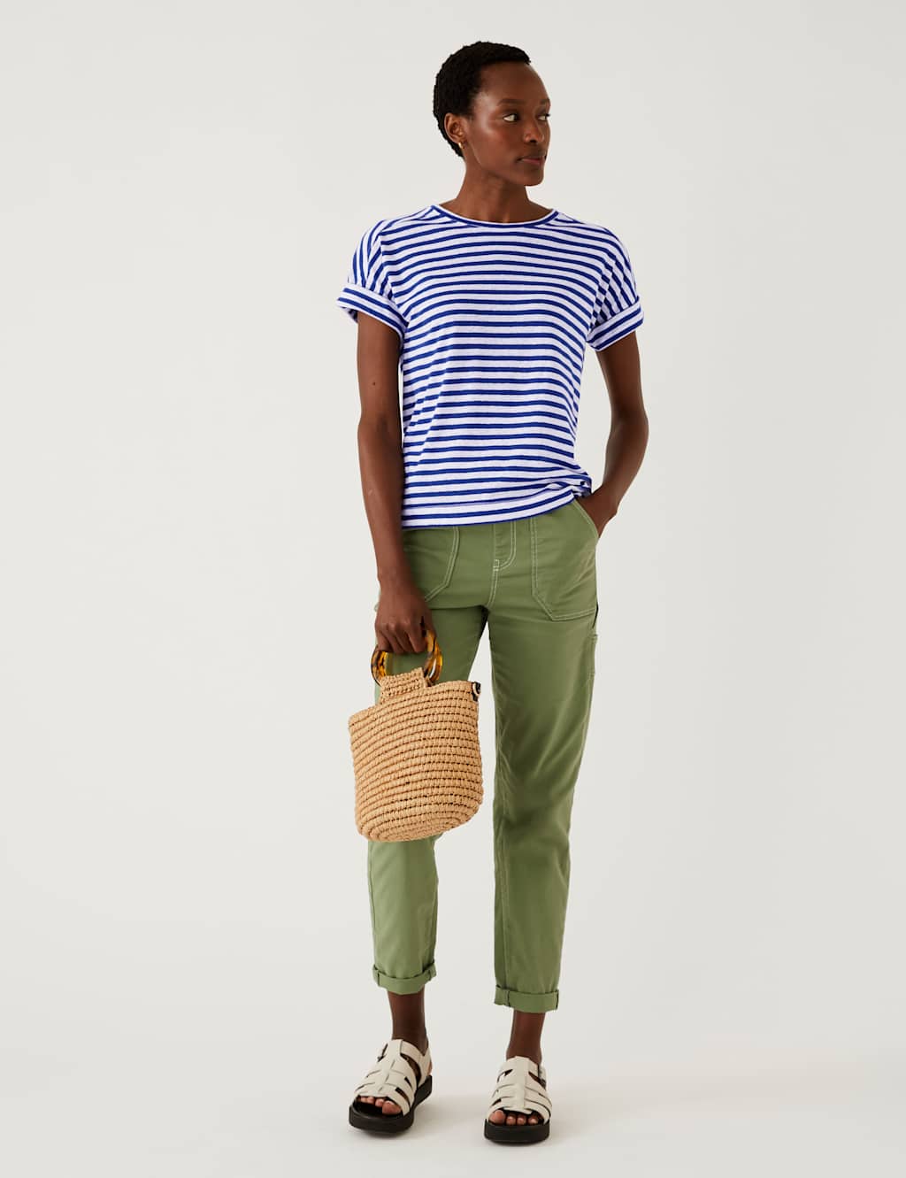 Linen Rich Striped T-Shirt image 2
