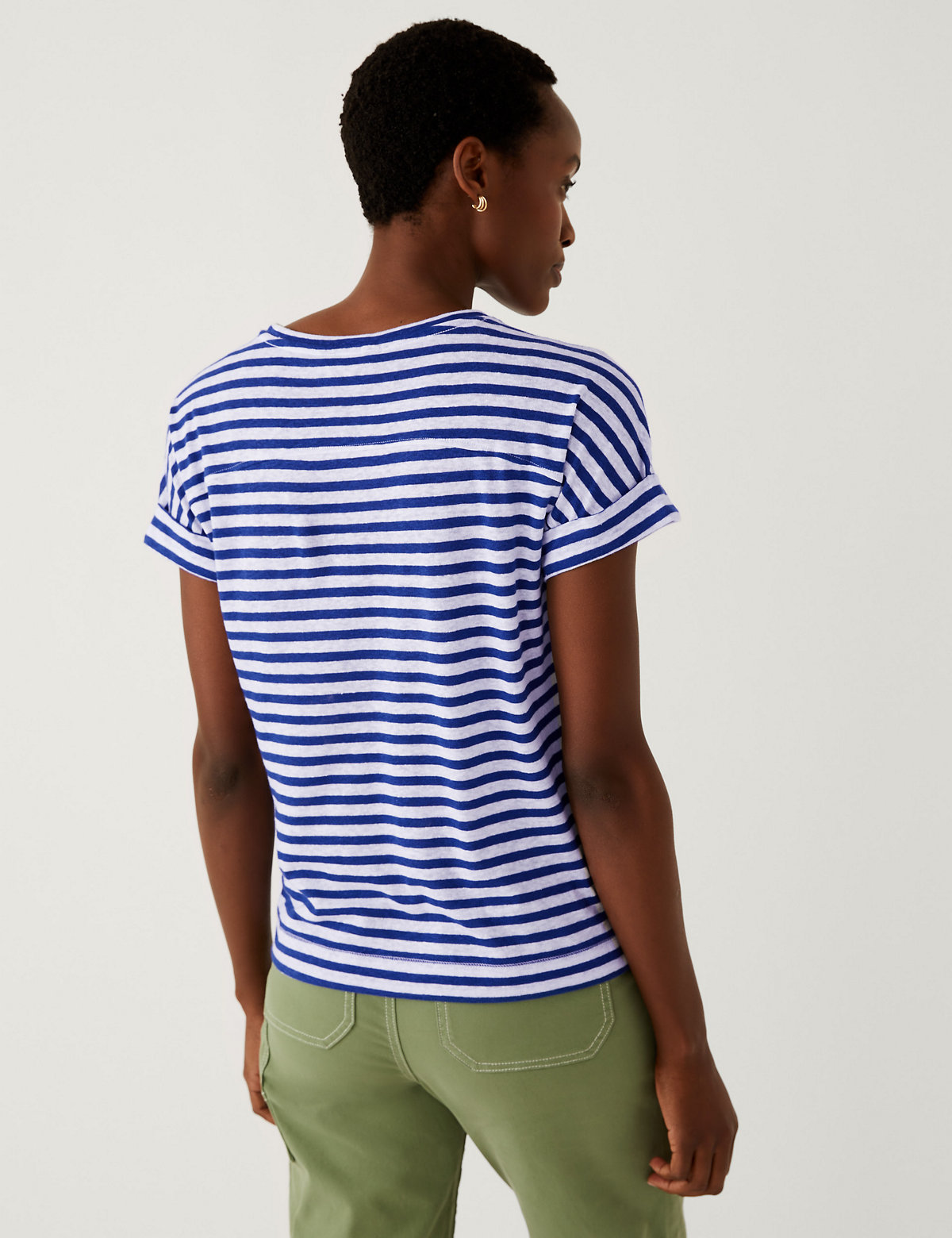 Linen Rich Striped T-Shirt