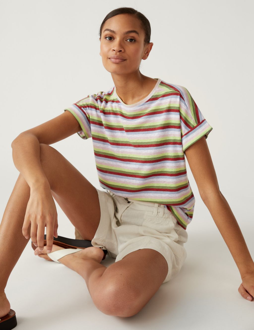 Linen Rich Striped T-Shirt image 1