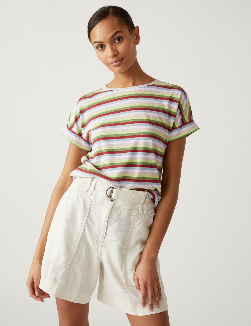 Linen Rich Striped T-Shirt image 3