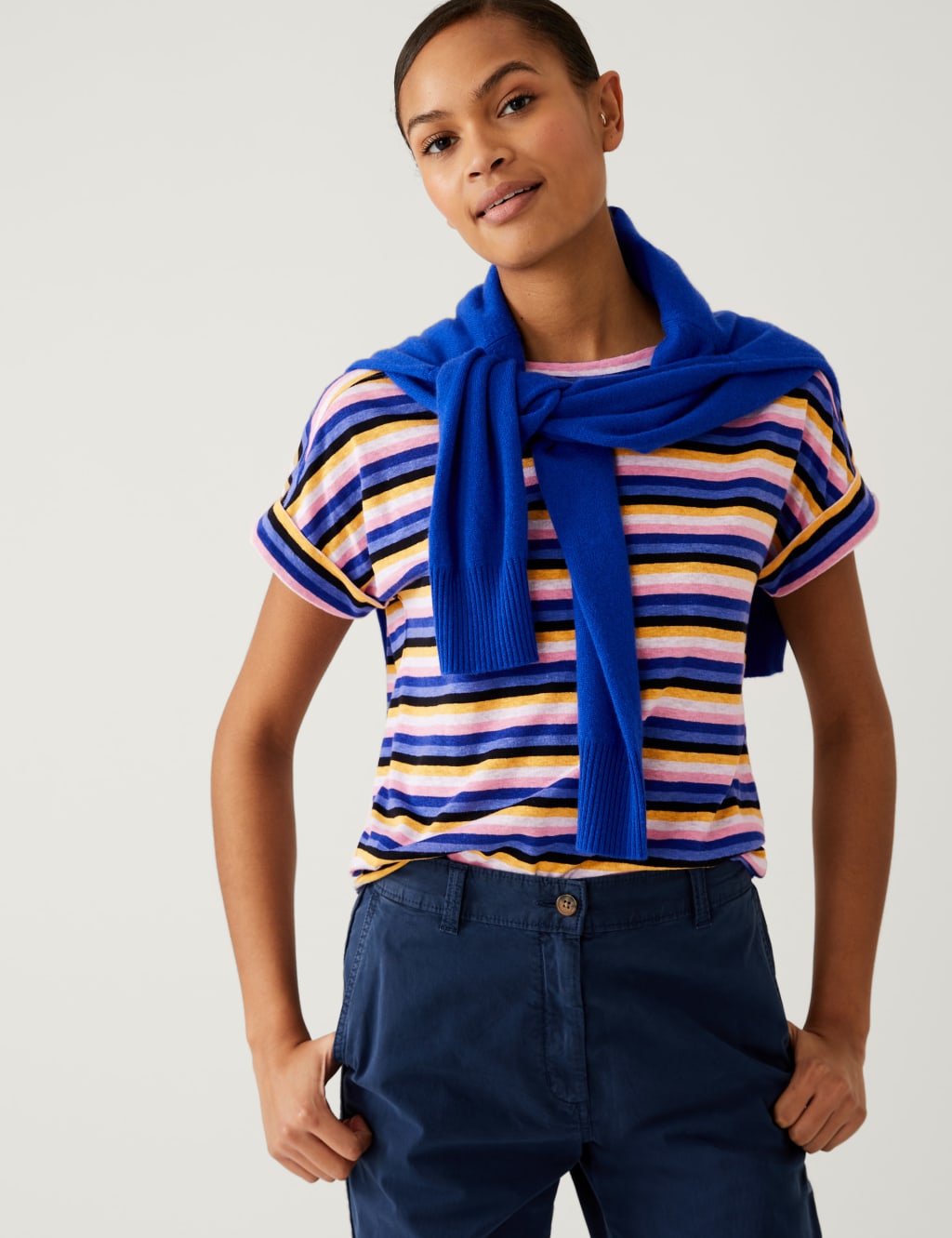 Linen Rich Striped T-Shirt image 1