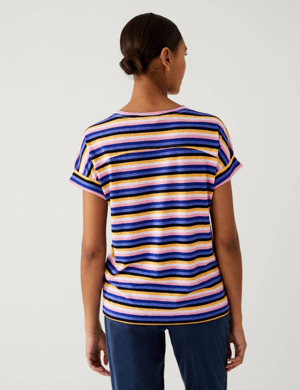 Linen Rich Striped T-Shirt image 4
