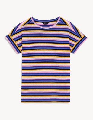 Linen Rich Striped T-Shirt