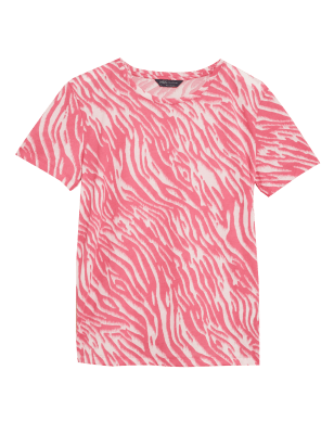 

Womens M&S Collection Printed Short Sleeve T-Shirt - Light Pink Mix, Light Pink Mix