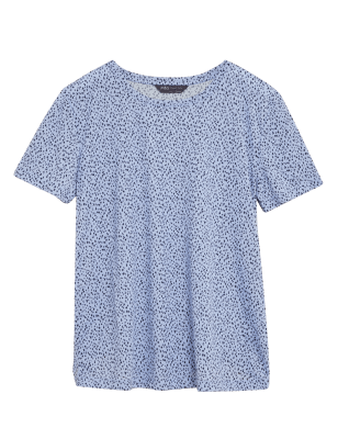 

Womens M&S Collection Printed Short Sleeve T-Shirt - Medium Blue Mix, Medium Blue Mix
