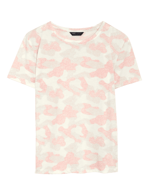 

Womens M&S Collection Printed Short Sleeve T-Shirt - Pale Pink Mix, Pale Pink Mix