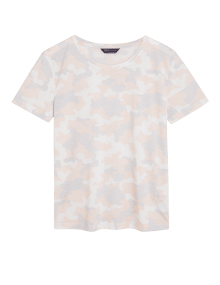 

Womens M&S Collection Printed Short Sleeve T-Shirt - Natural Mix, Natural Mix