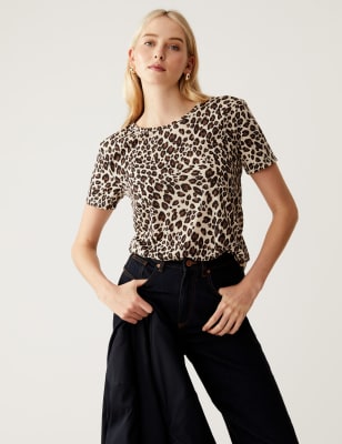 

Womens M&S Collection Printed Relaxed Short Sleeve T-Shirt - Chocolate Mix, Chocolate Mix