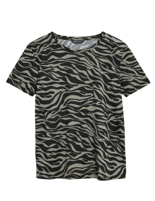 

Womens M&S Collection Printed Short Sleeve T-Shirt - Black Mix, Black Mix