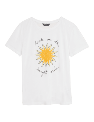 

M&S Collection Camiseta de manga corta estampadaWomens - White Mix, White Mix