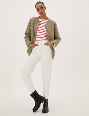 

Womens M&S Collection Cotton Rich Striped Fitted 3/4 Sleeve Top - Red Mix, Red Mix