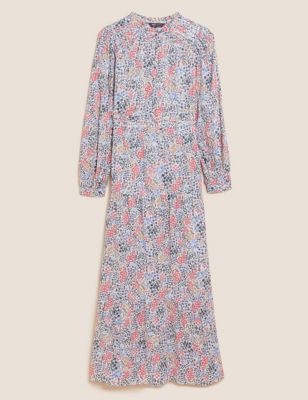 

Womens M&S Collection Cotton Blend Ditsy Floral Maxi Tiered Dress - Coral Mix, Coral Mix