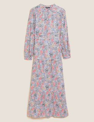 

M&S Collection Vestido floral en capas maxi de florecillas con algodónWomens - Coral Mix, Coral Mix