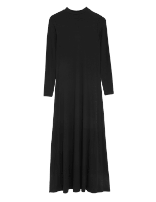 

M&S Collection Vestido columna maxi de punto con cuello altoWomens - Black, Black