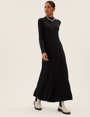 

Womens M&S Collection Jersey Funnel Neck Midaxi Skater Dress - Claret, Claret