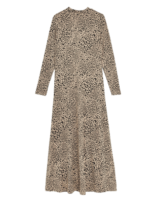 

Womens M&S Collection Jersey Animal Print Turtle Neck Maxi Dress - Natural Mix, Natural Mix