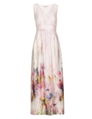 Watercolour Floral Satin Maxi Dress | M&S Collection | M&S