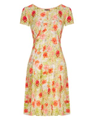 Poppy Meadow Print Fit & Flare Tea Dress | M&S Collection | M&S