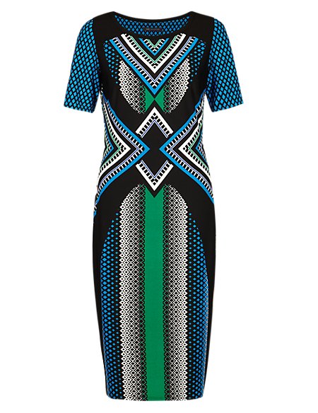 Geometric Print Bodycon Dress | M&S Collection | M&S