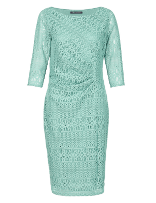 Side Pleated Knitted Lace Shift Dress | M&S Collection | M&S