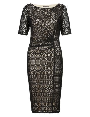 Side Pleated Lace Shift Dress | M&S Collection | M&S