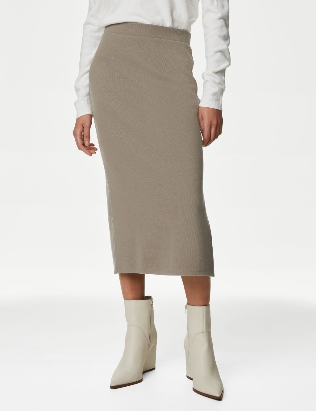 Cosy Cotton Blend Column Midi Skirt image 3