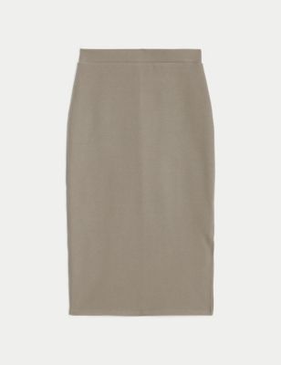 Cosy Cotton Blend Column Midi Skirt