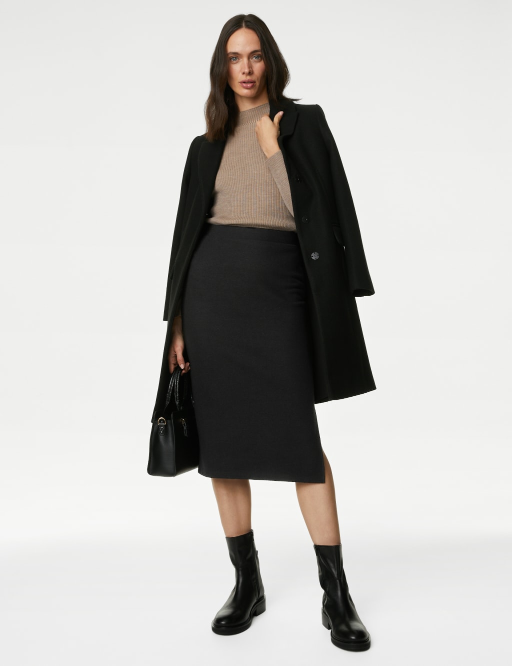 Cosy Cotton Blend Column Midi Skirt image 1