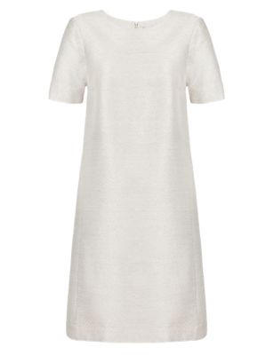 Best of British Wool Blend Textured Shimmer Shift Dress | M&S ...