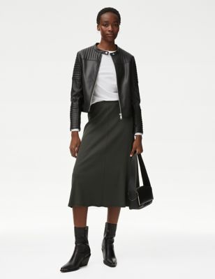 Cotton Rich Ribbed Midi A-Line Skirt | M&S AU