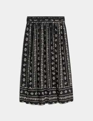Printed Midi A-Line Skirt
