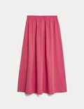 Pure Cotton Midi A-Line Skirt