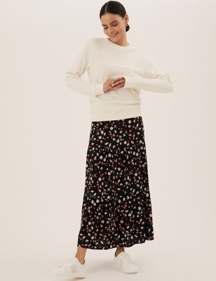 Womens M&S Collection Printed Maxi Tiered Skirt - Black Mix, Black Mix