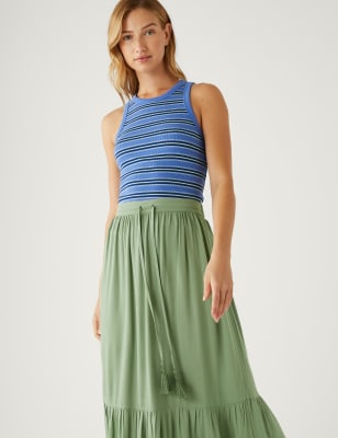 

M&S Collection Falda maxi en capas con lazo en la cinturaWomens - Khaki, Khaki