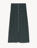 Printed Button Through Midaxi A-Line Skirt