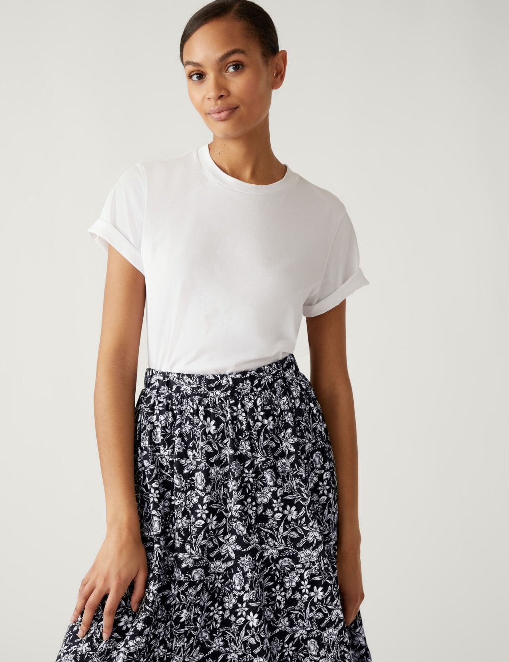 Pure Cotton Printed Midaxi Tiered Skirt image 2