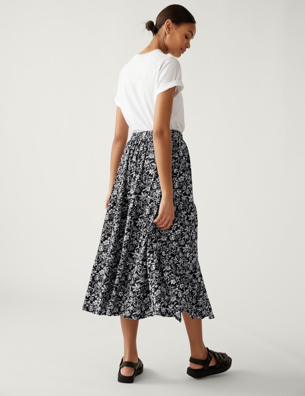 Pure Cotton Printed Midaxi Tiered Skirt image 3